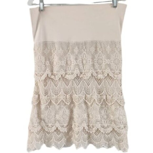 Anthropologie Solitaire Cream Lace Skirt With Fold Over Waist Size M NWT NEW - Picture 5 of 6